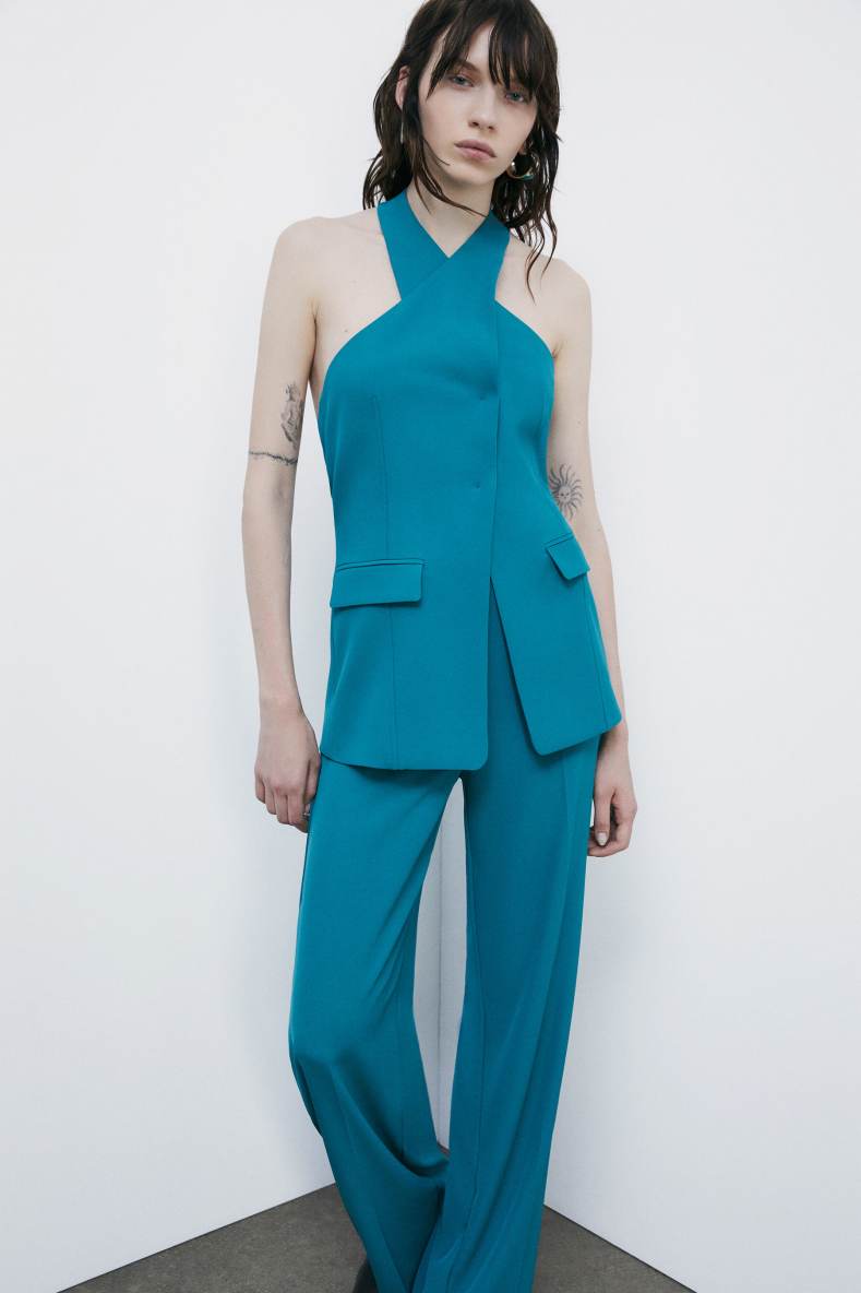 Top with crossover neckline, Green, Patrizia Pepe