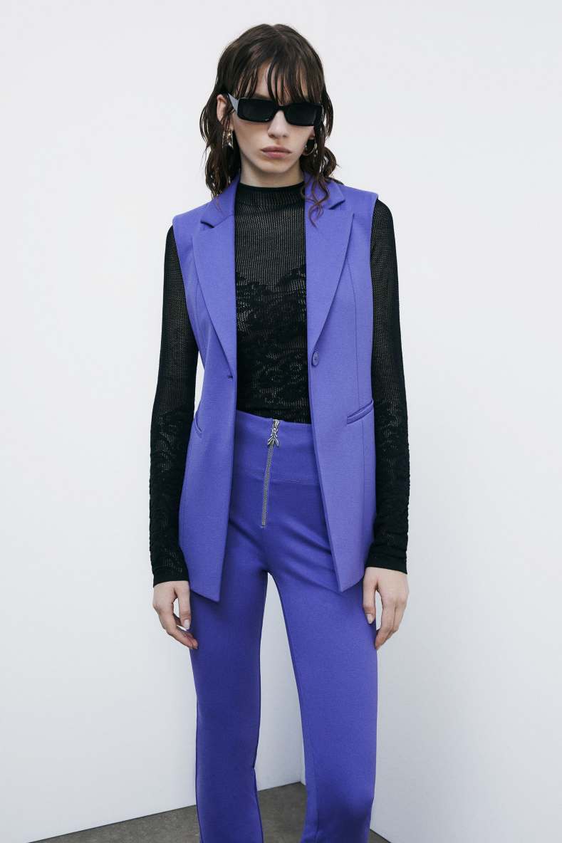 Sleeveless stretch blazer, Purple, Patrizia Pepe