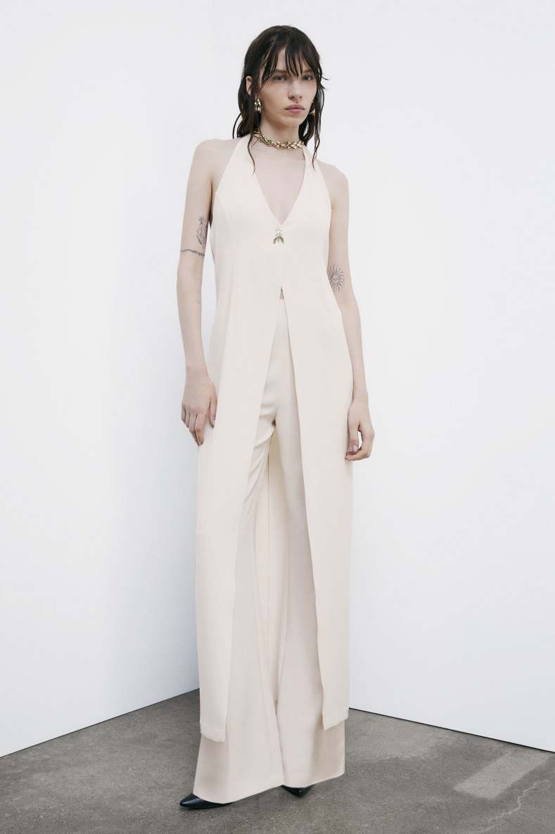 High-waisted palazzo pants, Beige, Patrizia Pepe