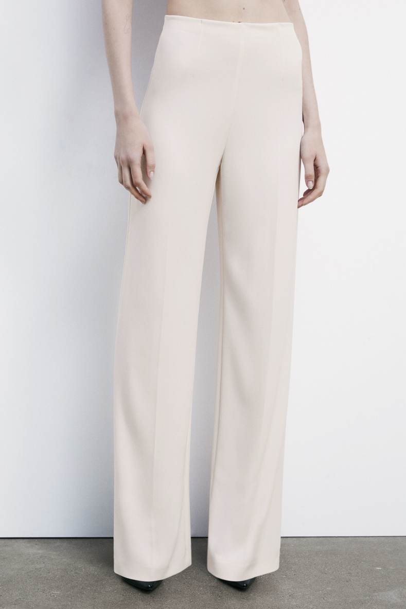 High-waisted palazzo pants, Beige, Patrizia Pepe