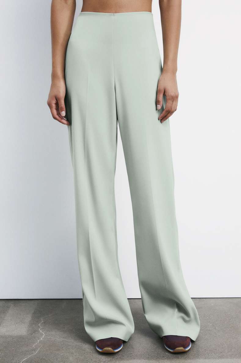 Belted palazzo-fit pants, Green, Patrizia Pepe