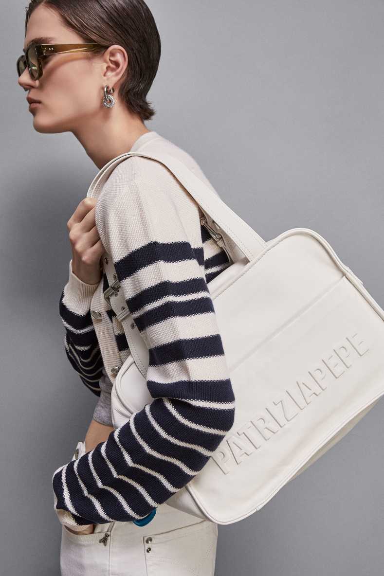 (IM)PERFECTION leather shopping bag, White, Patrizia Pepe