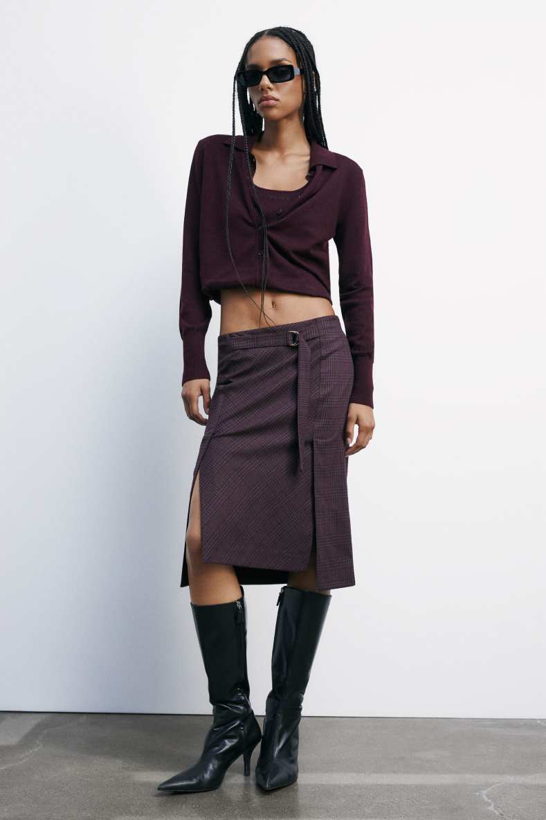 Checked midi skirt, Bordeaux, Patrizia Pepe