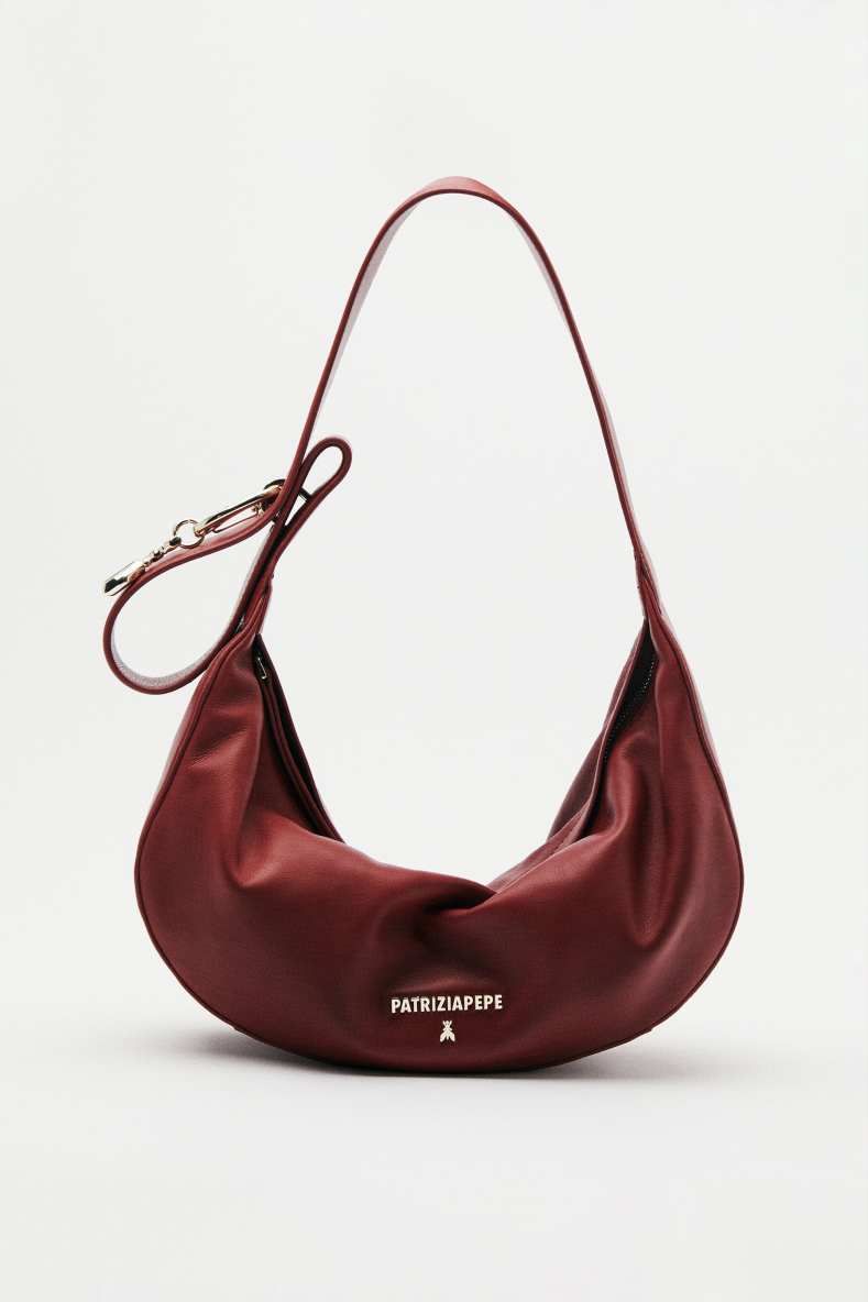 Borsa New Moon media in pelle con tracolla, Rosso, Patrizia Pepe