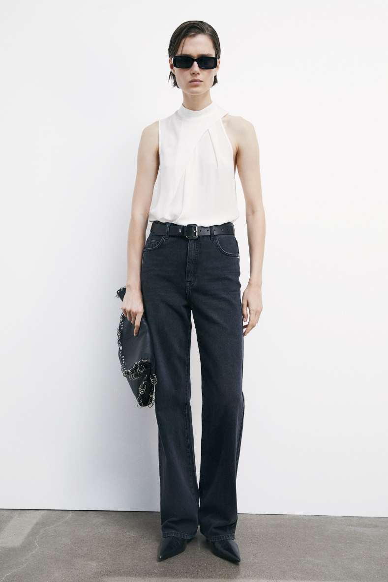 Viscose top with draping, White, Patrizia Pepe