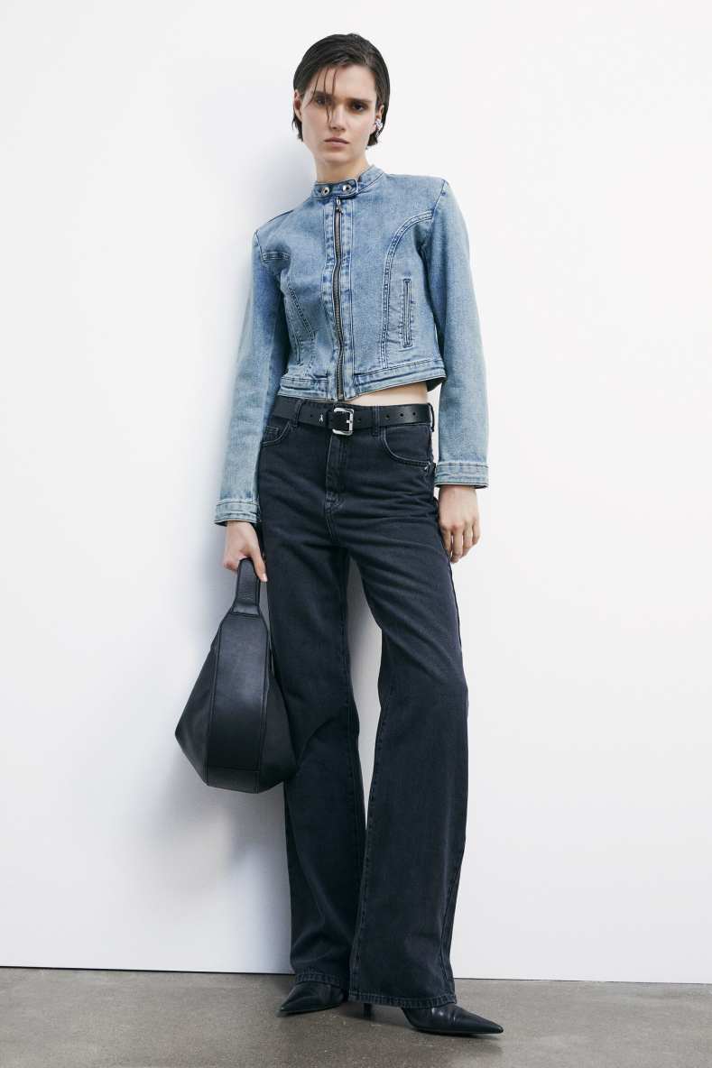 Fitted denim biker jacket, Blue, Patrizia Pepe