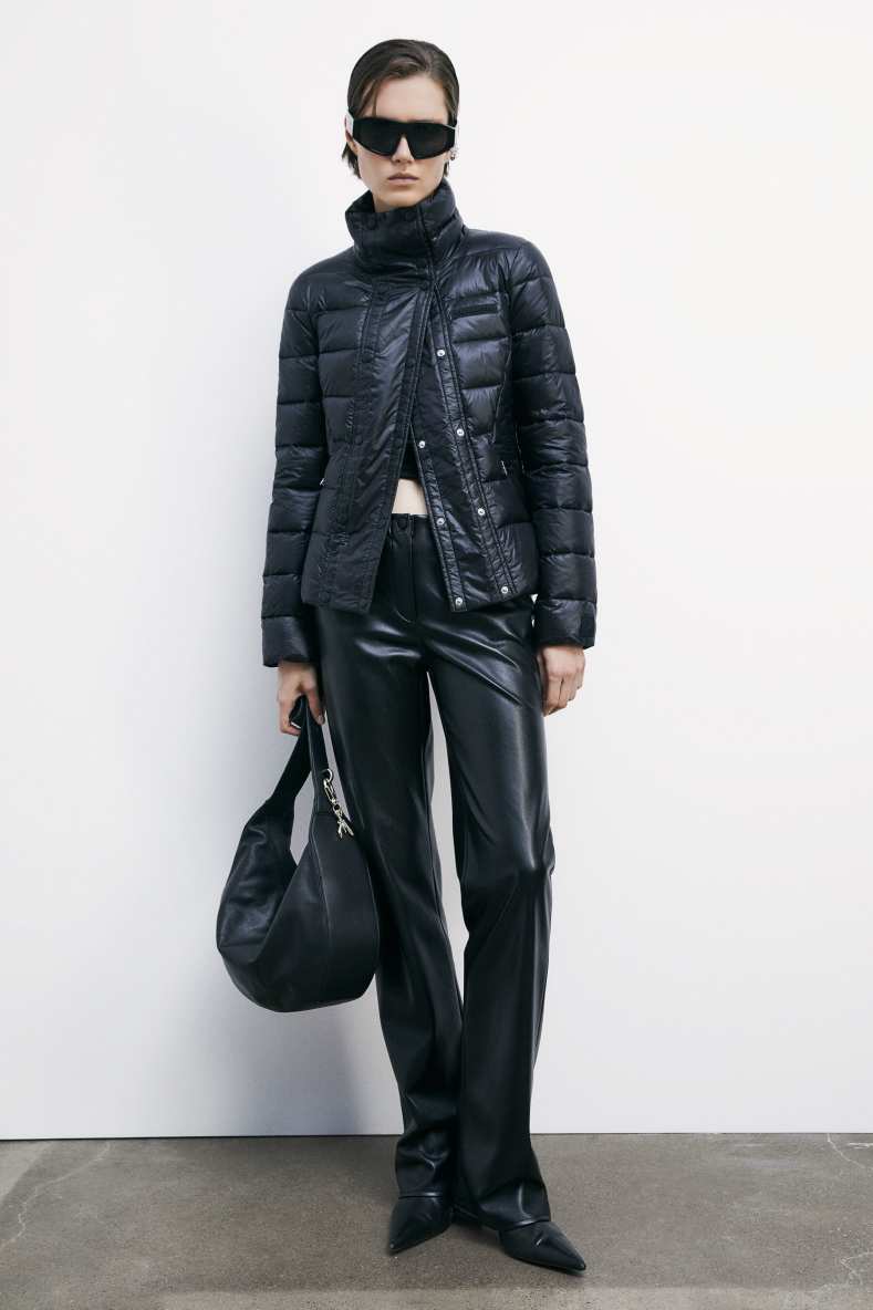 Lightweight nylon down jacket with high neck, Black, Patrizia Pepe