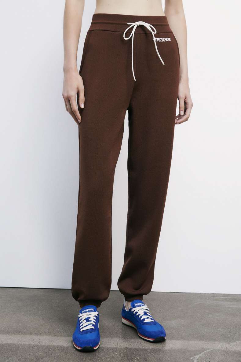 Regular fit knit jogger pants, Brown, Patrizia Pepe