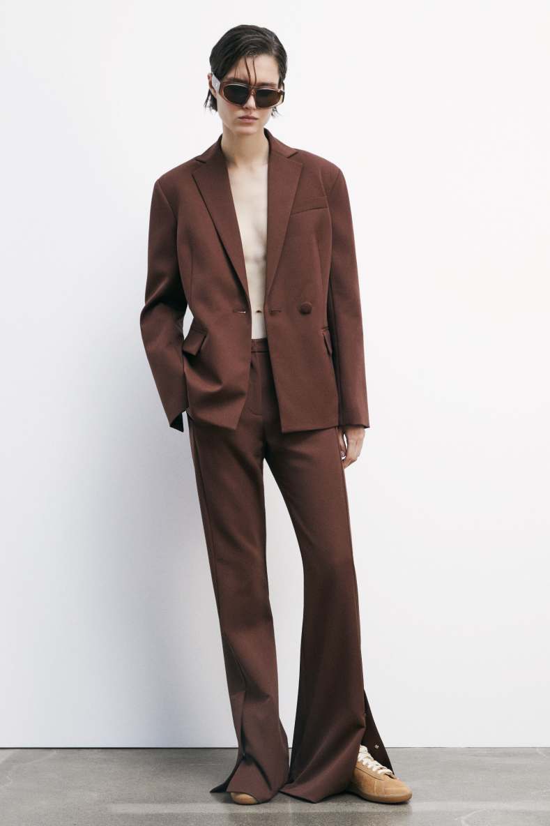 Flare pants with slit, Brown, Patrizia Pepe