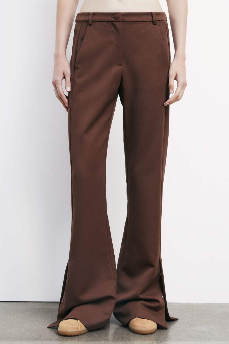 Flare pants with slit, Brown, Patrizia Pepe