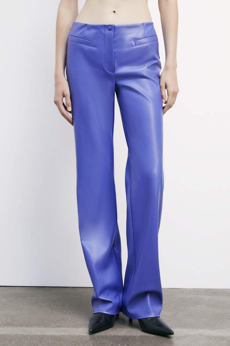 Low-waisted coated biker pants, Purple, Patrizia Pepe