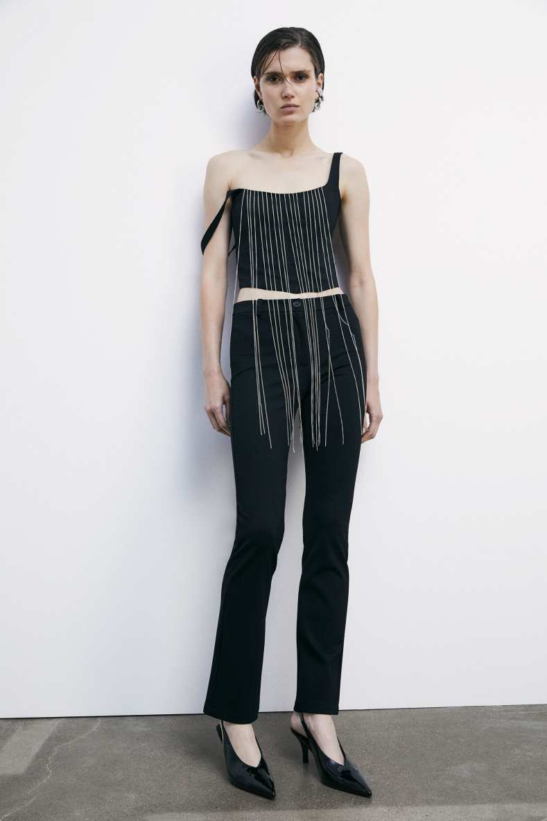 &quot;ESSENTIAL&quot; slim stretch pants, Black, Patrizia Pepe