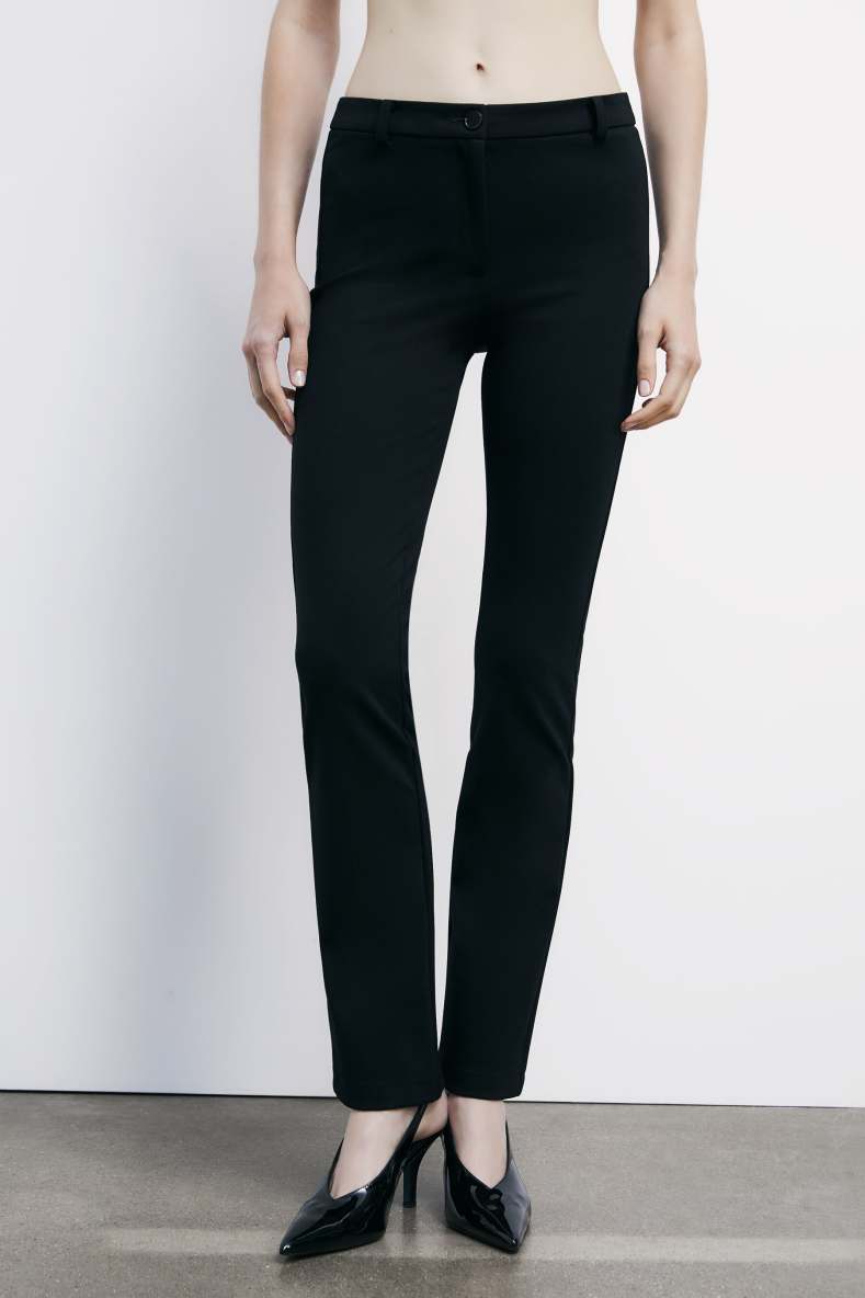 &quot;ESSENTIAL&quot; slim stretch pants, Black, Patrizia Pepe