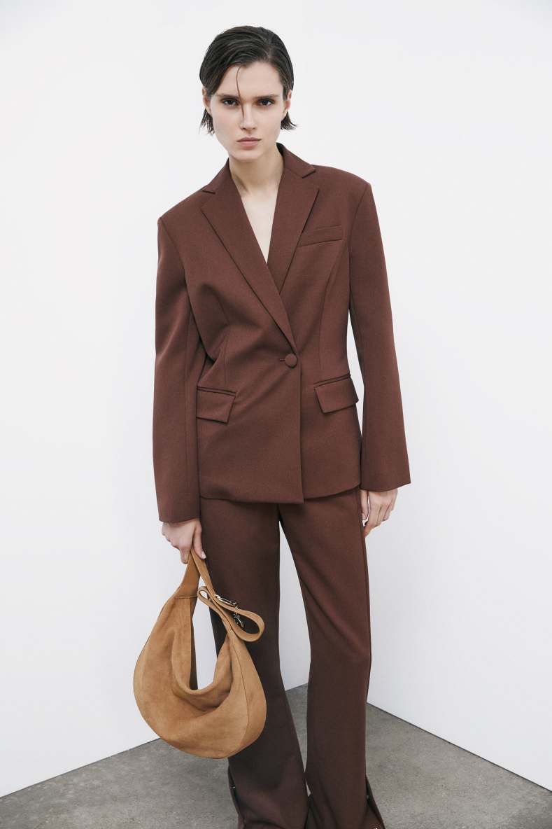 Asymmetric gabardine blazer, Brown, Patrizia Pepe