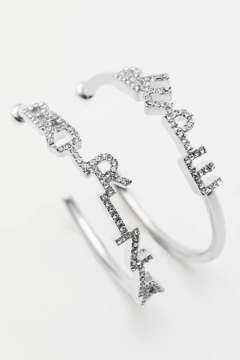 Hoop earrings with lettering, Silver, Patrizia Pepe