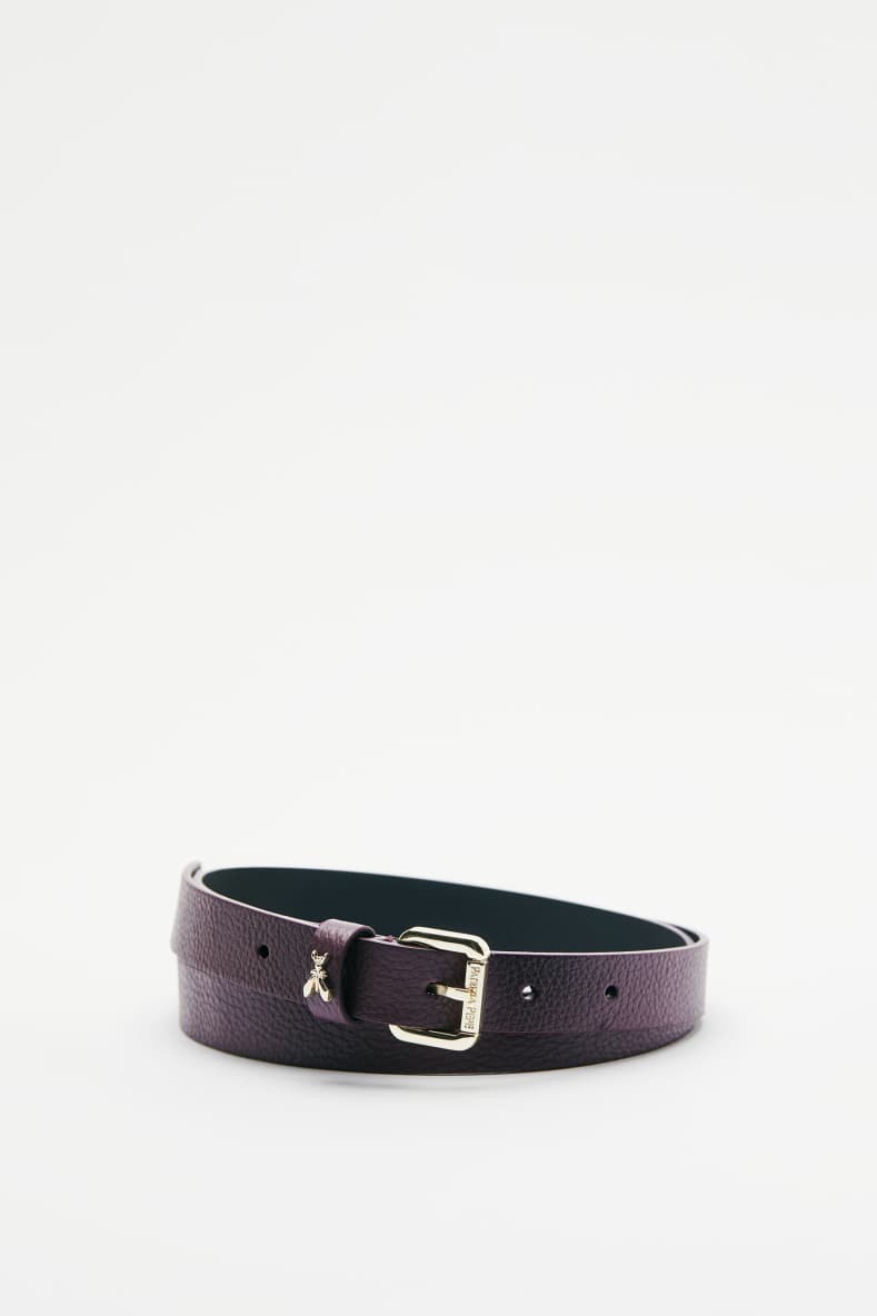Low-rise Fly belt in grained leather, Bordeaux, Patrizia Pepe