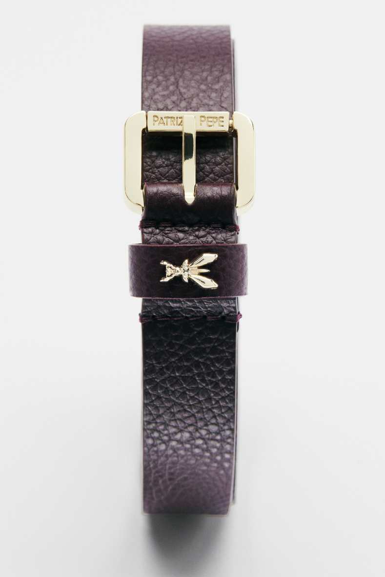 Low Waist Fly Gürtel aus Leder, Bordeaux, Patrizia Pepe