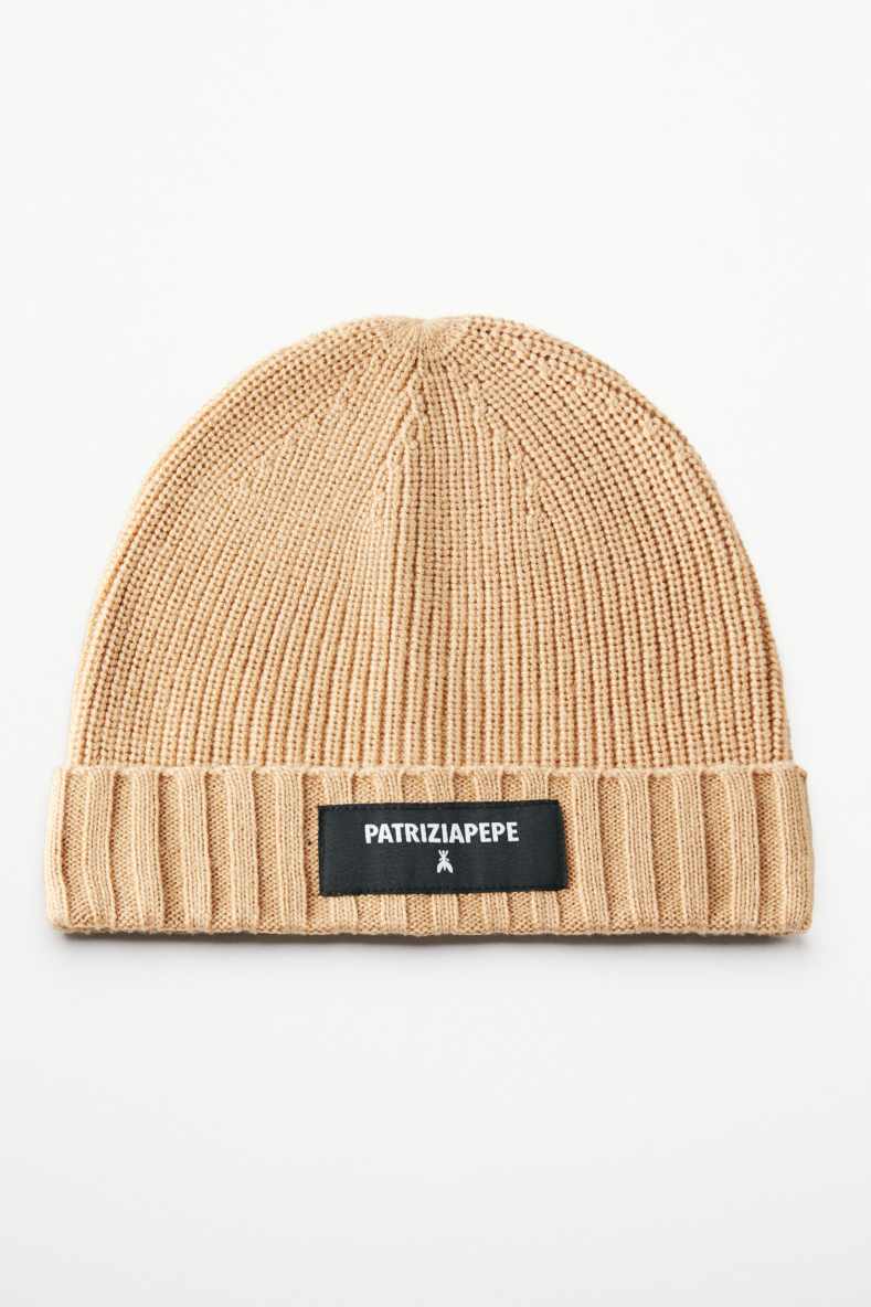 Rib knit beanie, Beige, Patrizia Pepe