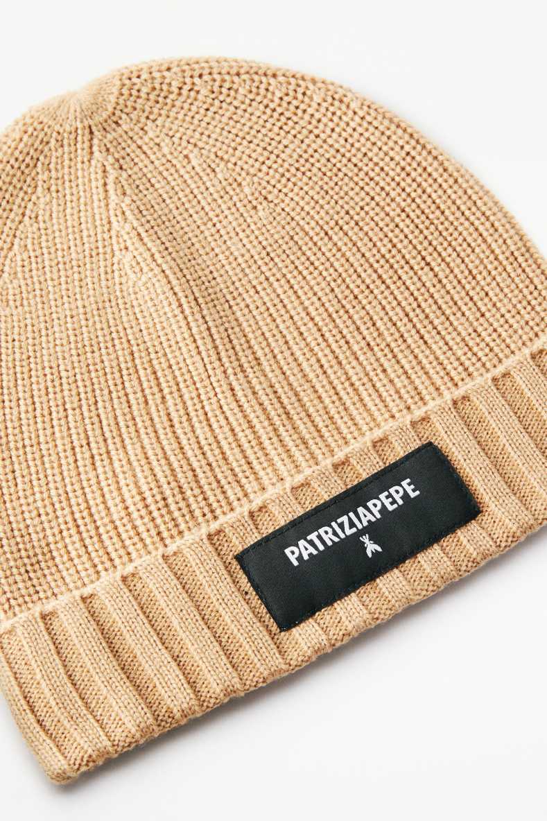 Rib knit beanie, Beige, Patrizia Pepe