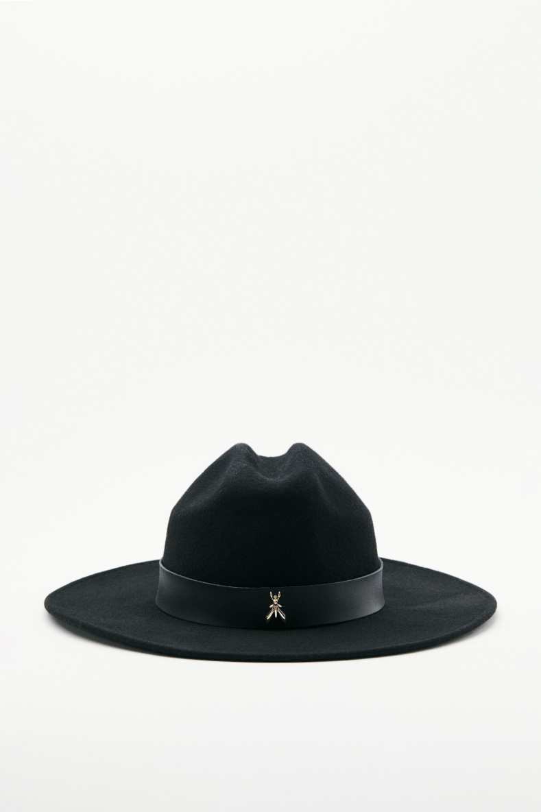 Cowboy hat in felt with chain, Black, Patrizia Pepe