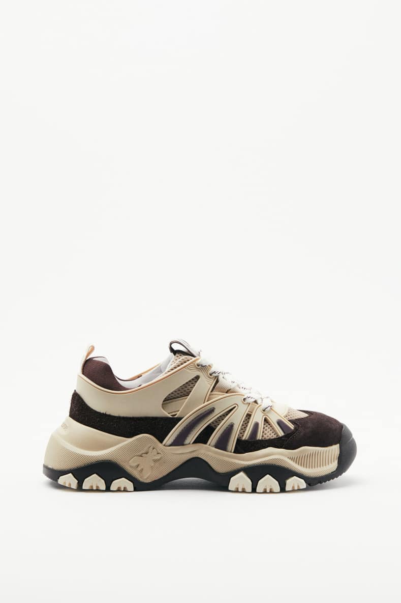 Leather running sneakers, Beige, Patrizia Pepe