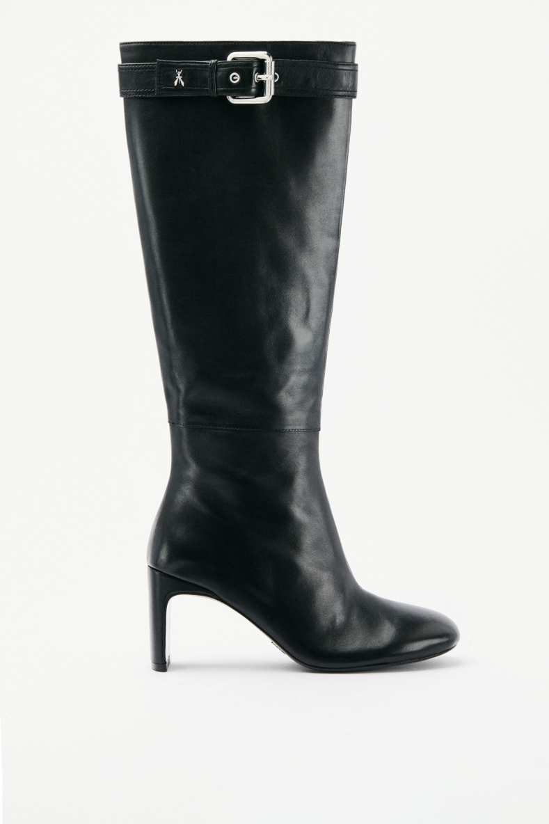 Daily Design leather boots with buckle, Black, Patrizia Pepe
