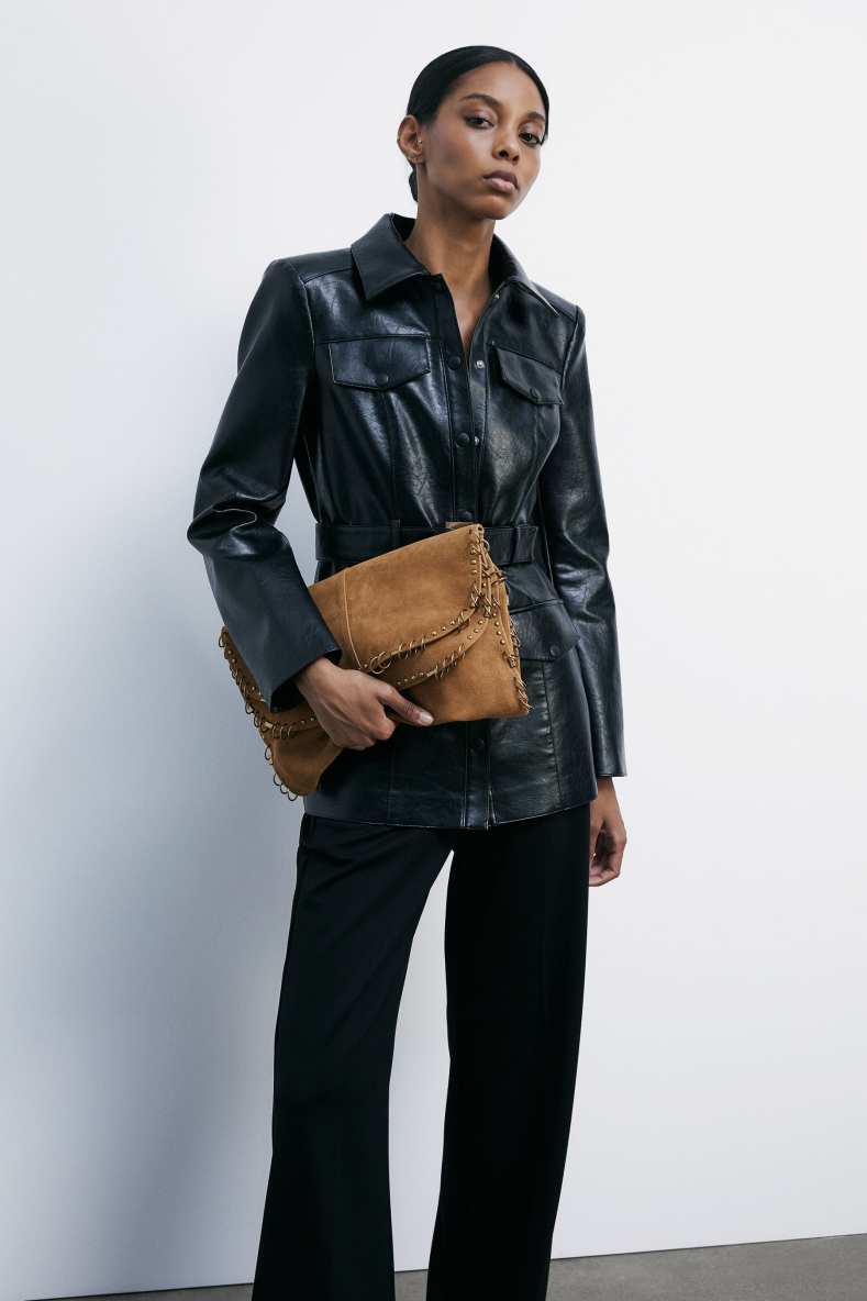 Borsa Radical Boho scamosciata con piercing, Beige, Patrizia Pepe