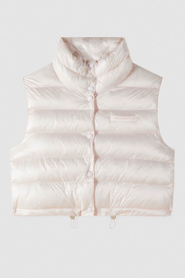 Short sleeveless reversible puffer jacket, Beige, Patrizia Pepe