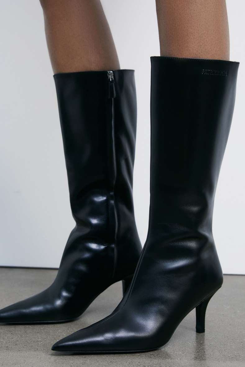 Minimal Shape leather boots, Black, Patrizia Pepe