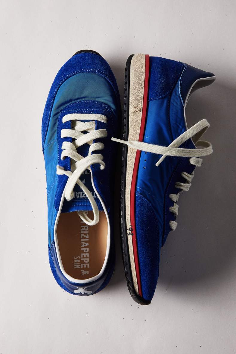 Running SKIN Sneakers &quot;Born in &apos;93&quot; in nylon, Blue, Patrizia Pepe