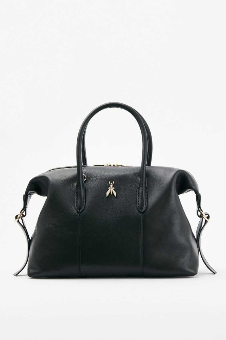 New Business leather bowling bag, Black, Patrizia Pepe