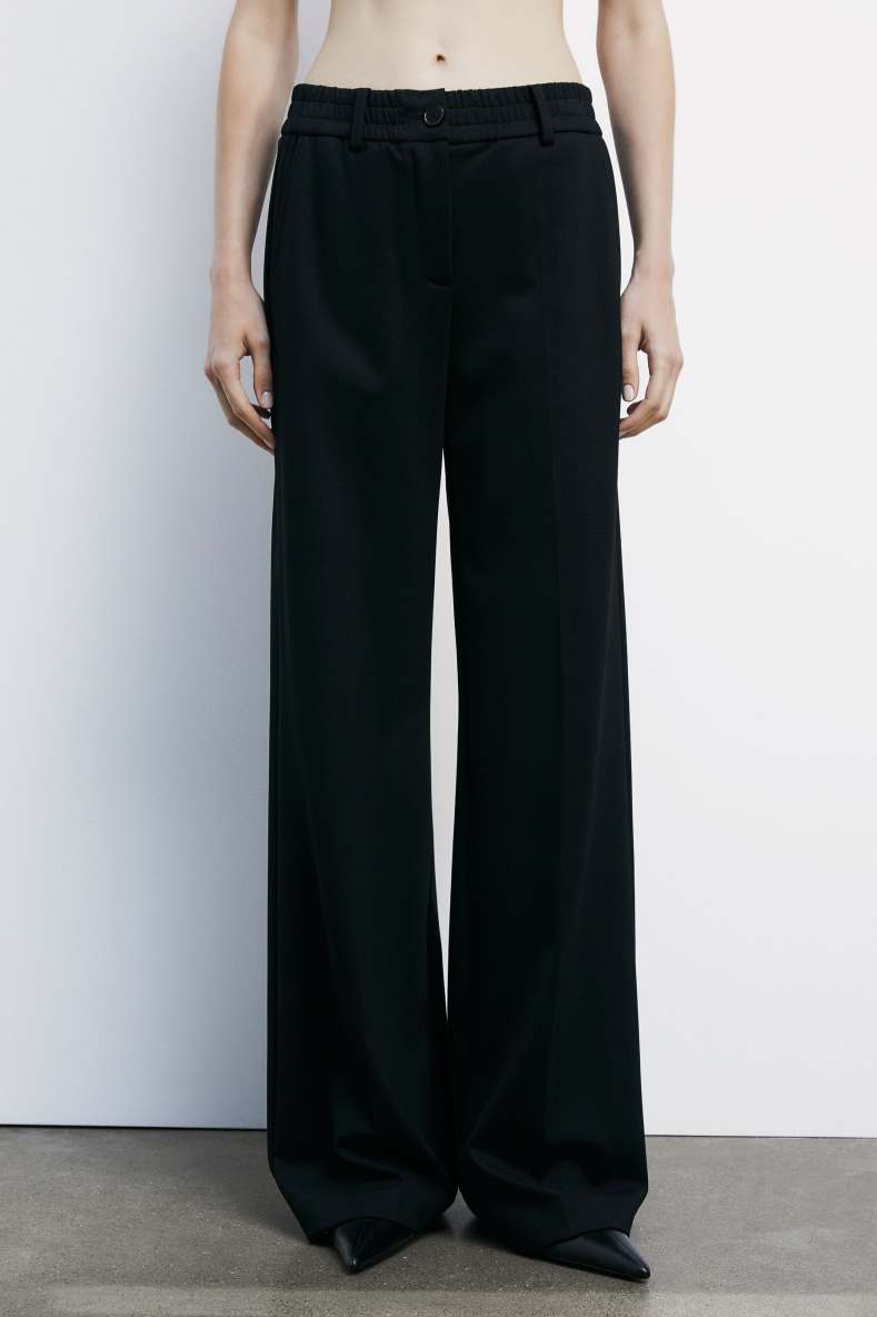 Low-waisted palazzo pants, Black, Patrizia Pepe