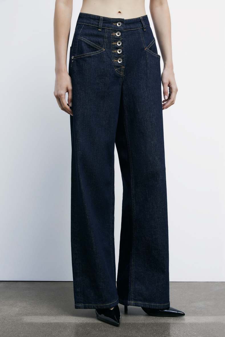 Palazzo jeans with buttons, Blue, Patrizia Pepe