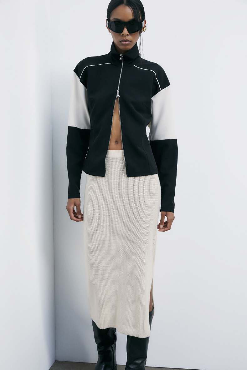 Racing color block sweatshirt with zip, Black, Patrizia Pepe