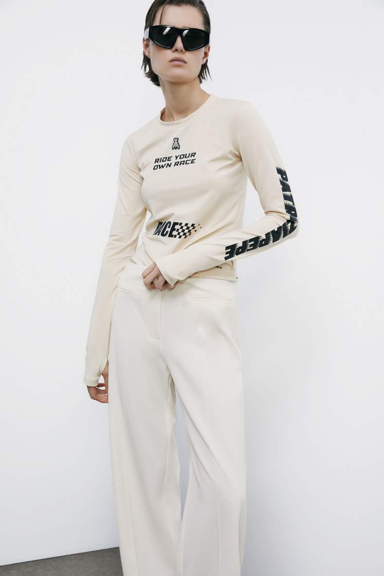 Racing long-sleeve top, White, Patrizia Pepe