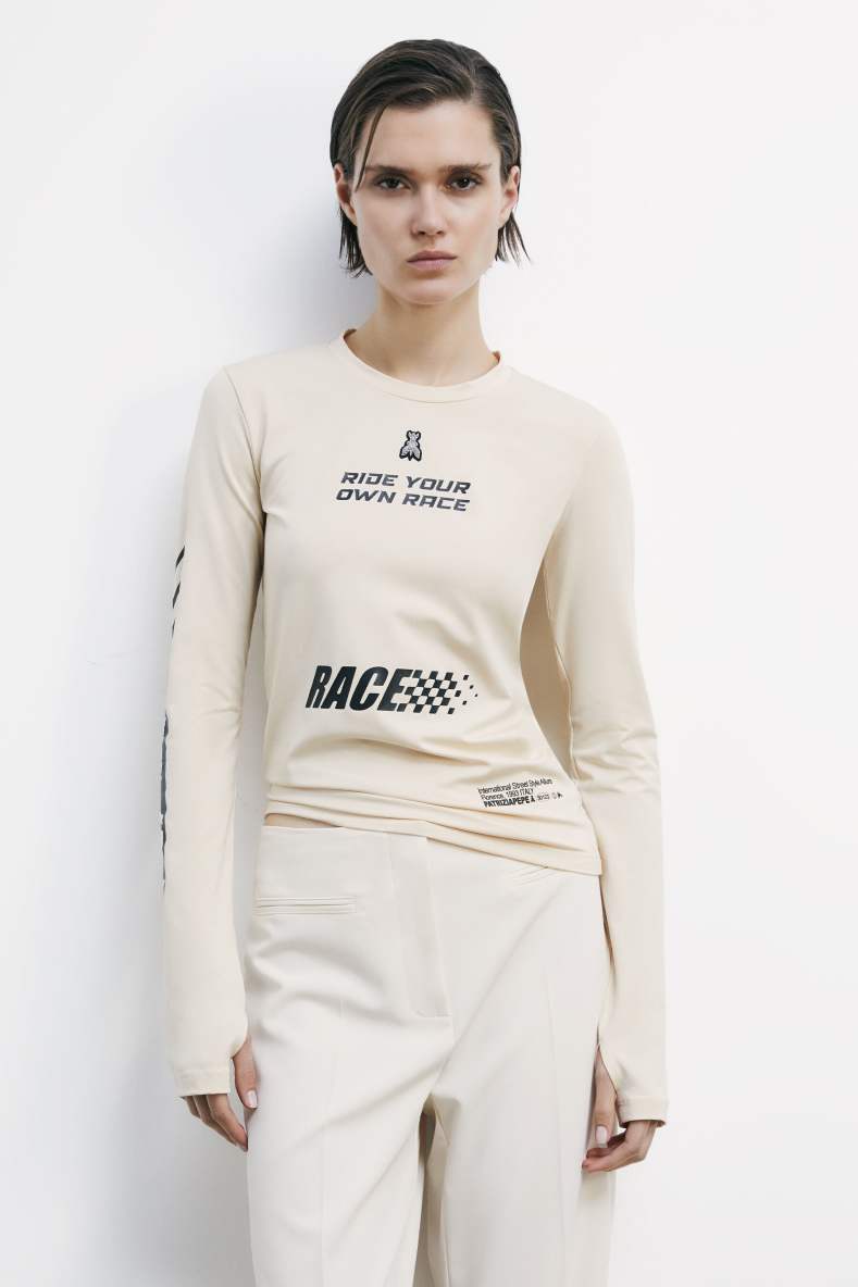 Racing long-sleeve top, White, Patrizia Pepe