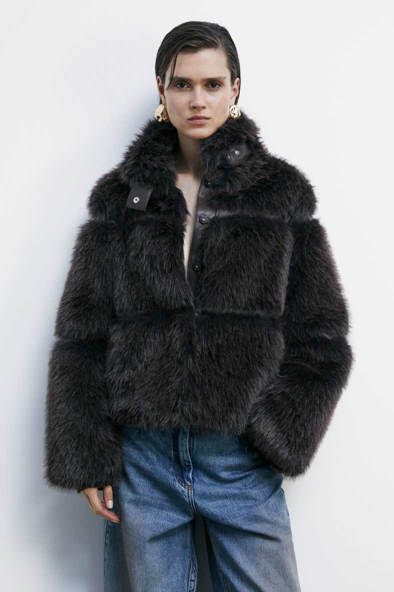 Short fluffy jacket, Brown, Patrizia Pepe