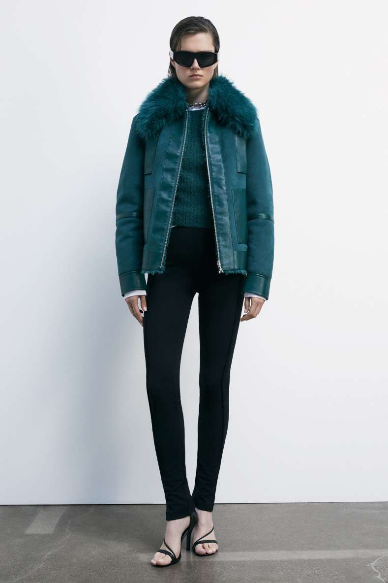 Reversible fluffy short jacket, Green, Patrizia Pepe