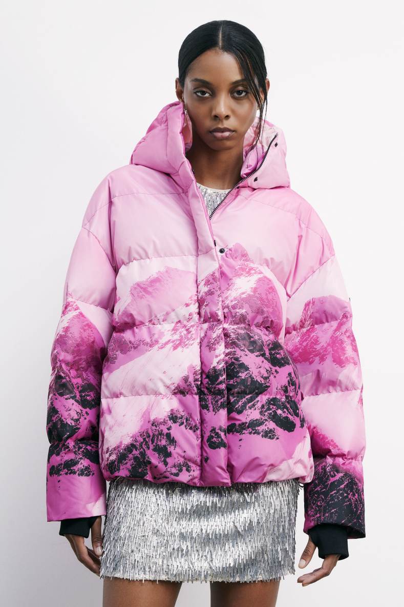 Chimeric Mountains oversized down jacket, Pink, Patrizia Pepe