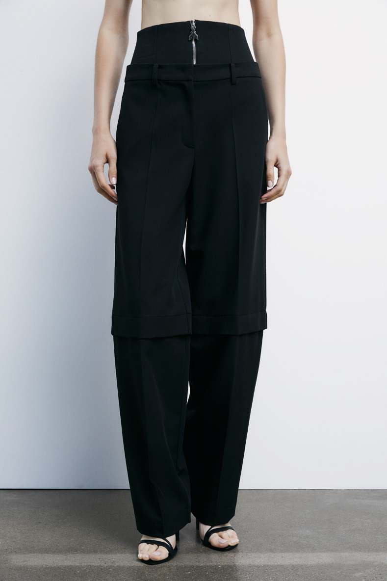 Baggy pants with corset, Black, Patrizia Pepe