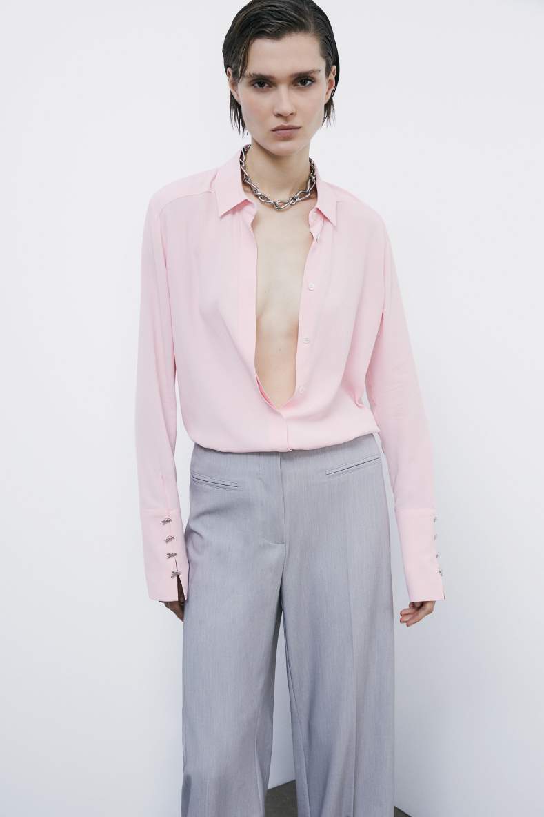 &quot;ESSENTIAL&quot; fluid viscose shirt, Pink, Patrizia Pepe
