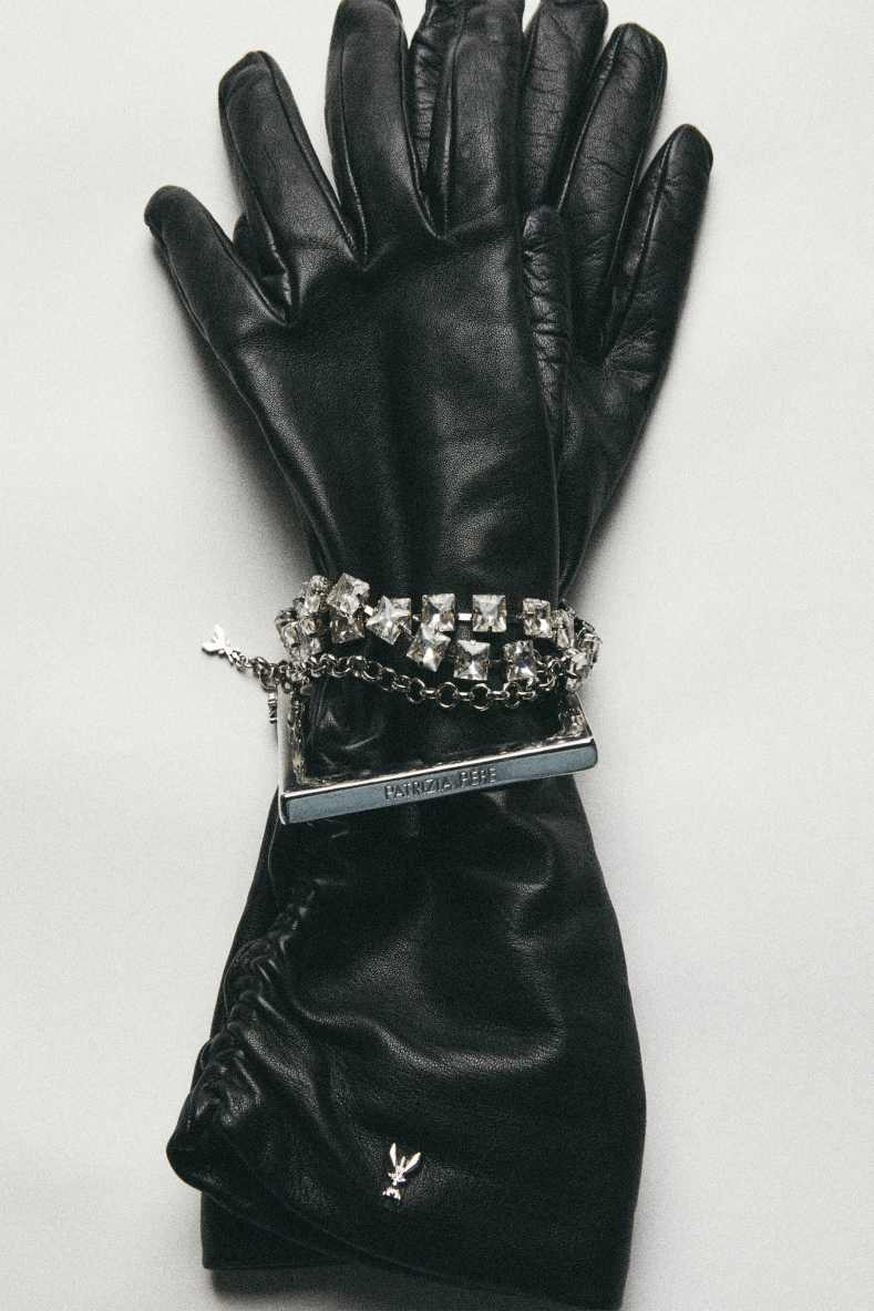 Long leather gloves, Black, Patrizia Pepe