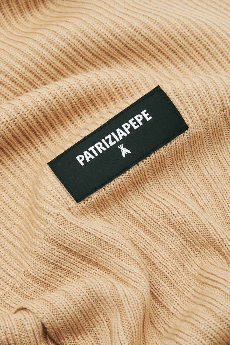 Rib knit scarf, Beige, Patrizia Pepe