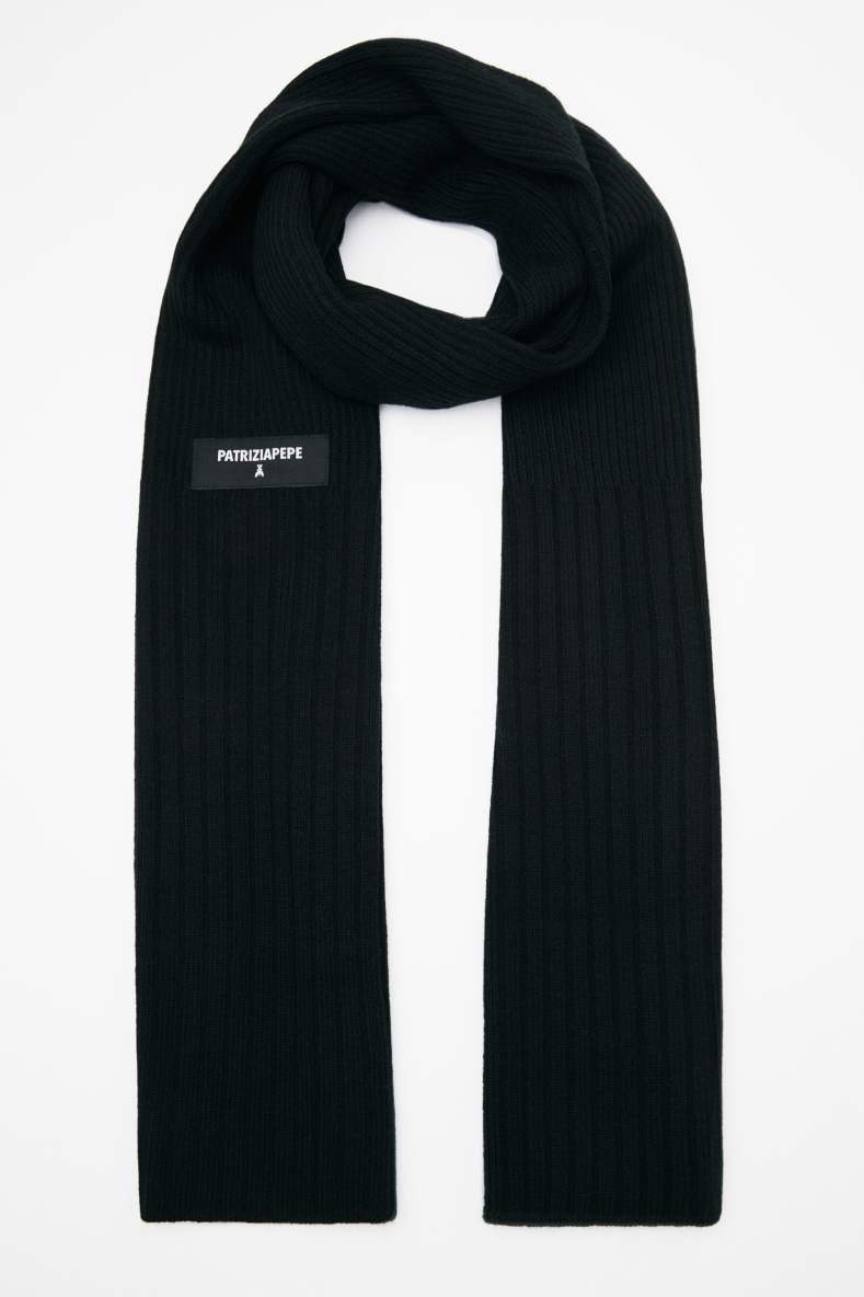 Rib knit scarf, Black, Patrizia Pepe