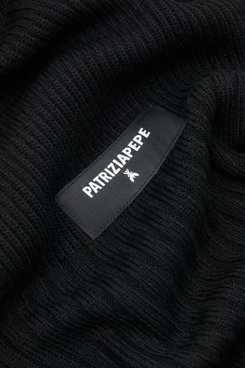 Rib knit scarf, Black, Patrizia Pepe