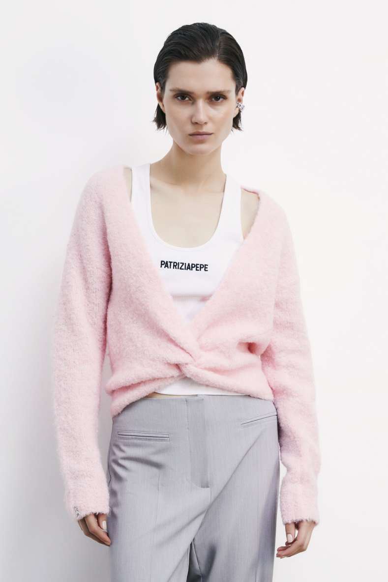 Soft sweater with knot, Pink, Patrizia Pepe