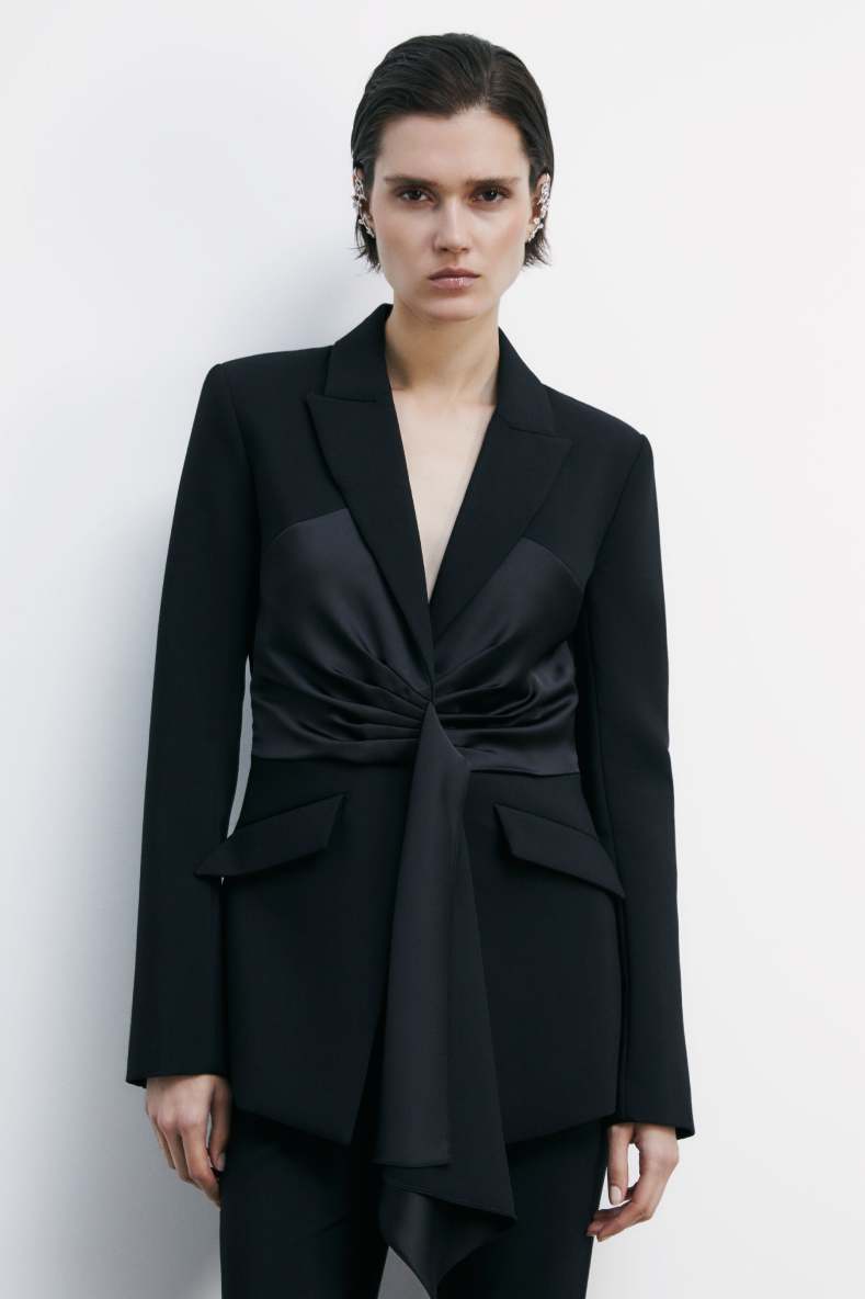 Blazer with draping, Black, Patrizia Pepe