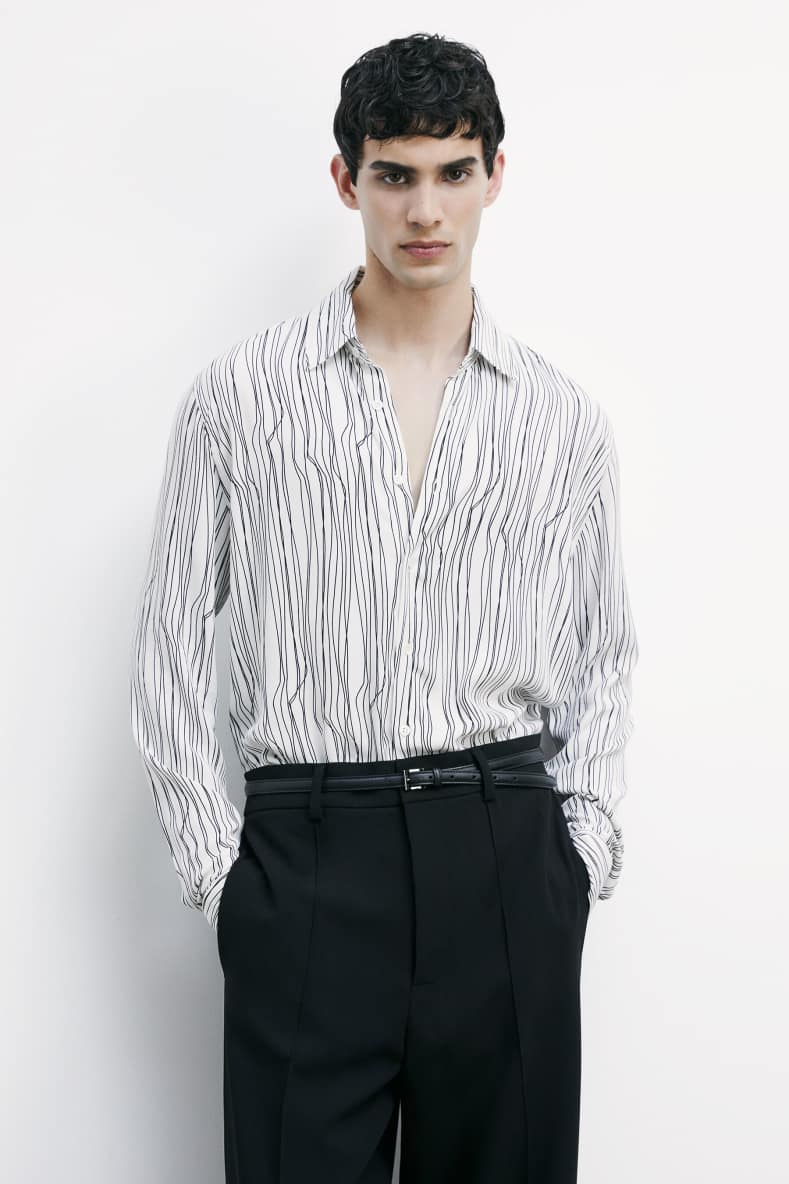 Flowing shirt with graphic viscose print, White, Patrizia Pepe