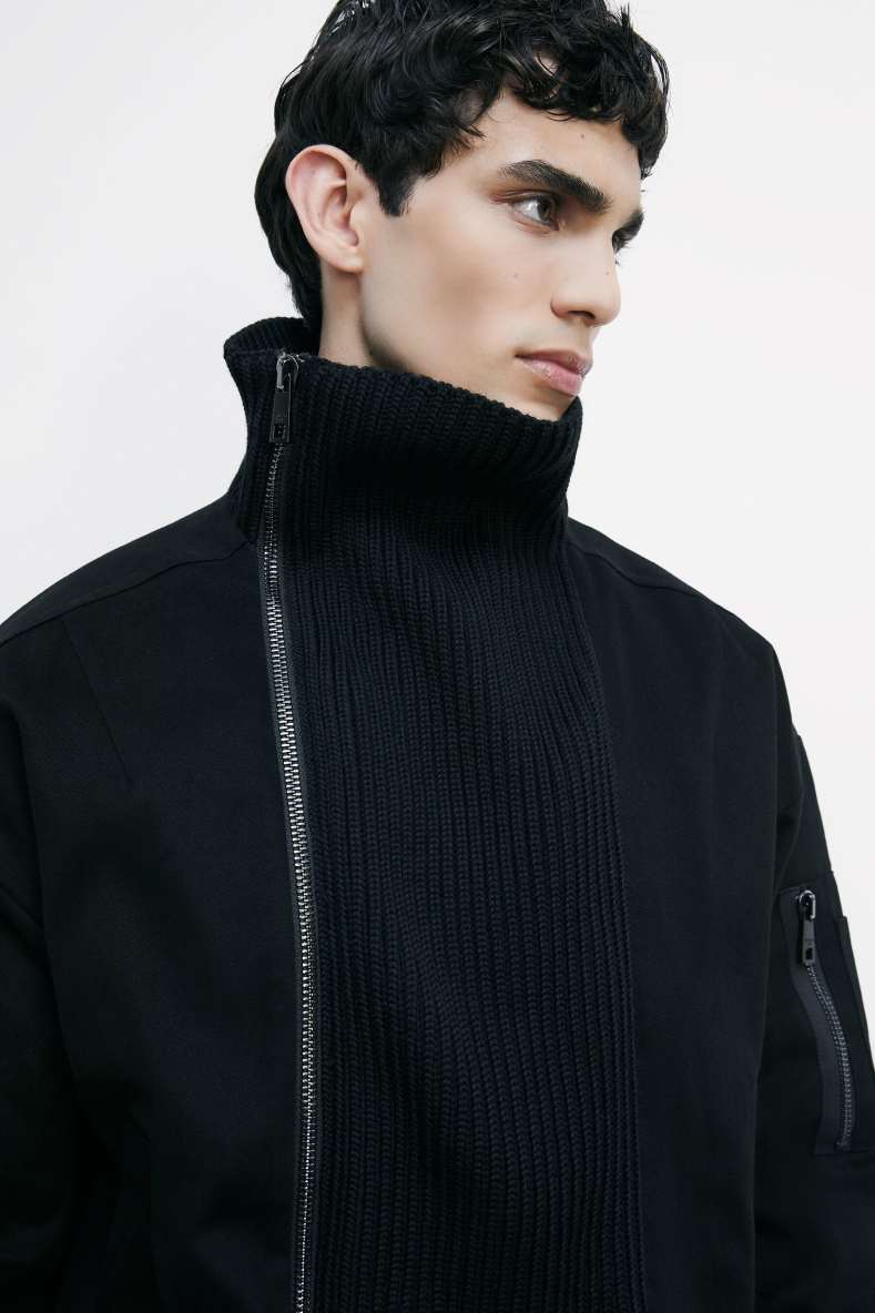 Bomber jacket over with double closure, Black, Patrizia Pepe