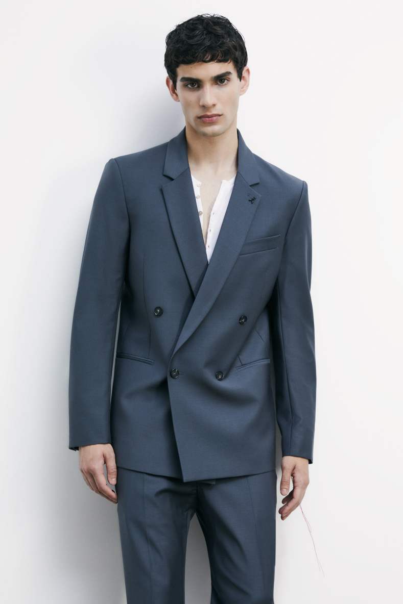 (IM)PERFECTION double-breasted reversible jacket in cool wool, Grey, Patrizia Pepe